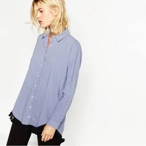 Zara Tassel Button Down Blouse